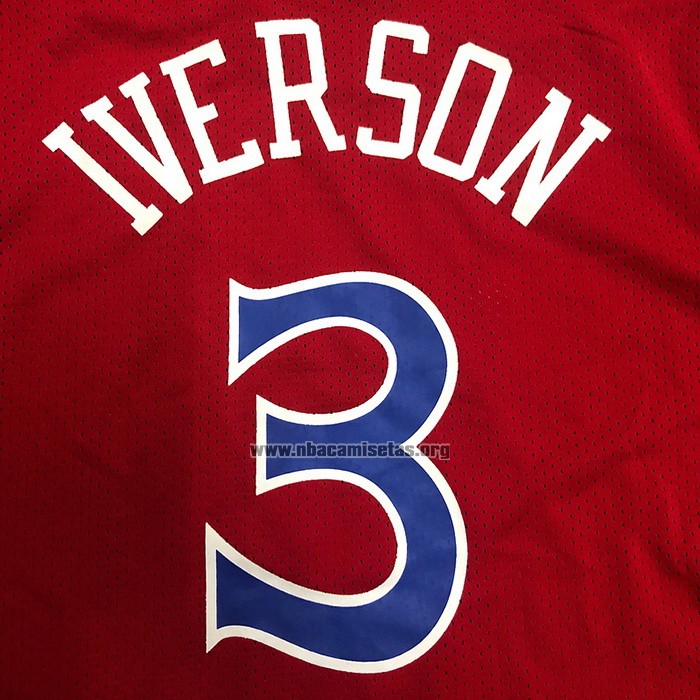Camiseta Manga Corta Philadelphia 76ers Allen Iverson NO 3 Rojo